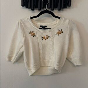 Forever 21 Cream Sweater with Floral Accents